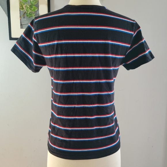 ATM Women's Short Sleeve Stripe Pima Cotton Jersey Fitted Baby T Shirt L - Picture 5 of 13